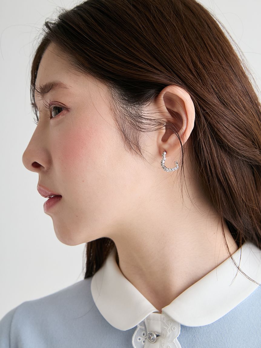 ハートビジューフープピアス(ピアス・イヤリング)｜ACCESSORIES
