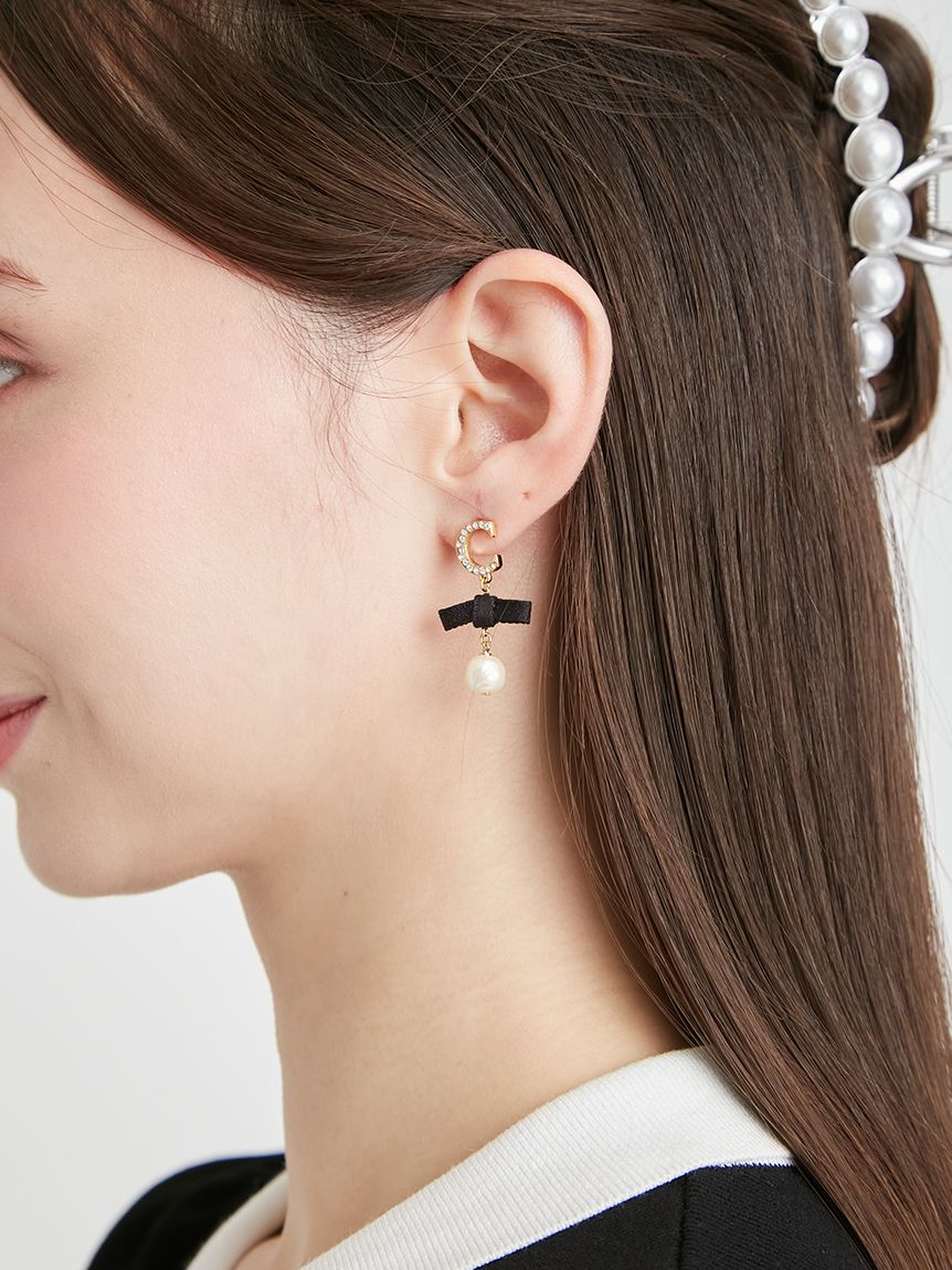 Cロゴガラスパールリボンピアス(ピアス・イヤリング)｜ACCESSORIES