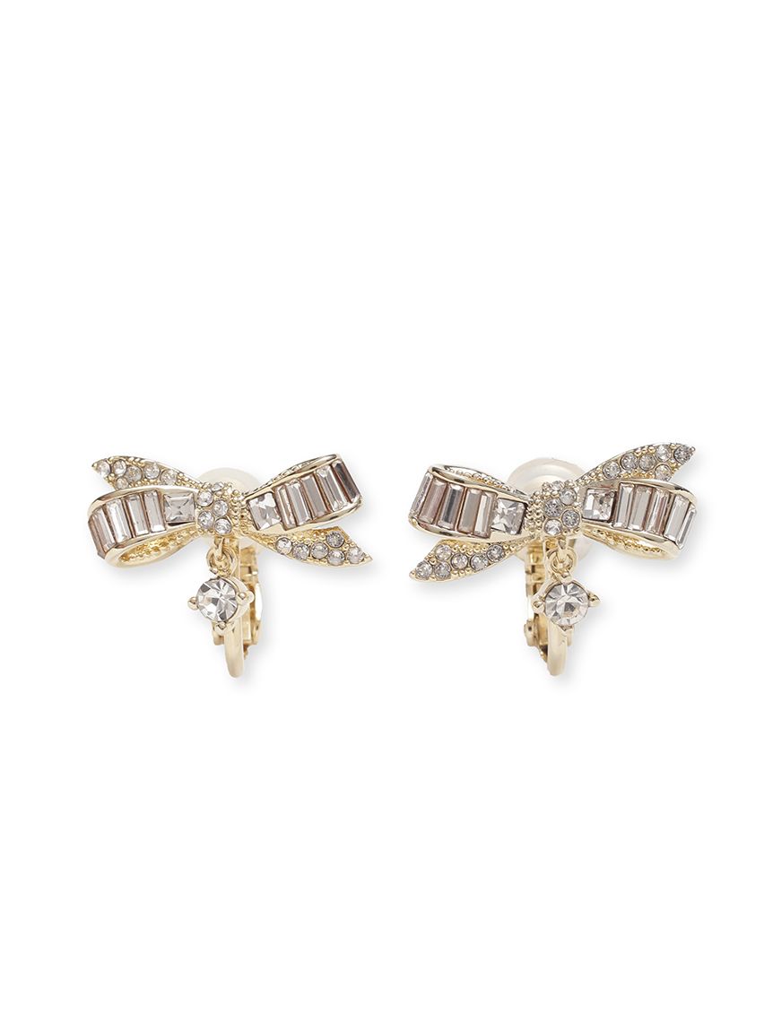スイングビジューリボンイヤリング(ピアス・イヤリング)｜ACCESSORIES