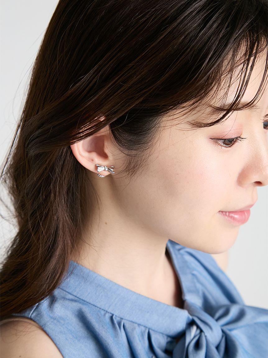 ミラーボールキャッチウェービーリボンピアス(ピアス・イヤリング
