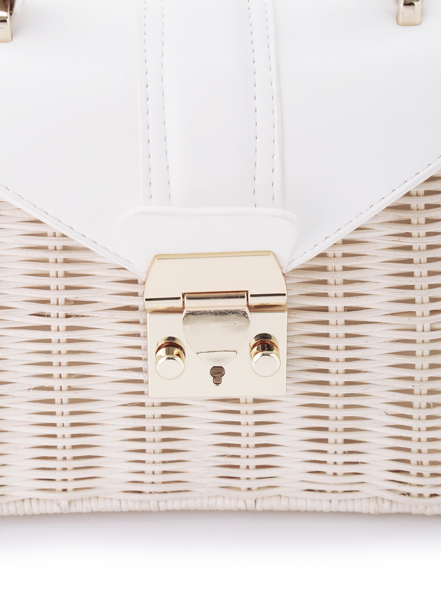 フラップ付きラタンハンドバッグ(ハンドバッグ)｜BAGS（バッグ 