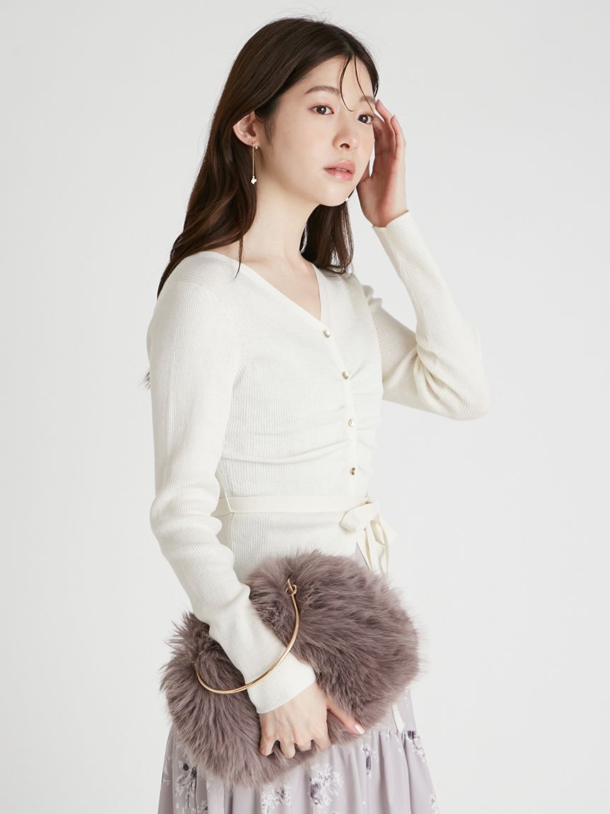 フェイクファーメタルハンドルラウンドバッグ(ハンドバッグ)｜BAGS