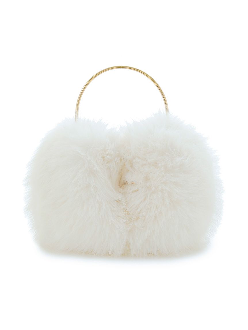 Ampersand ふわふわラビットファー メッシュレザー ハンドバッグ