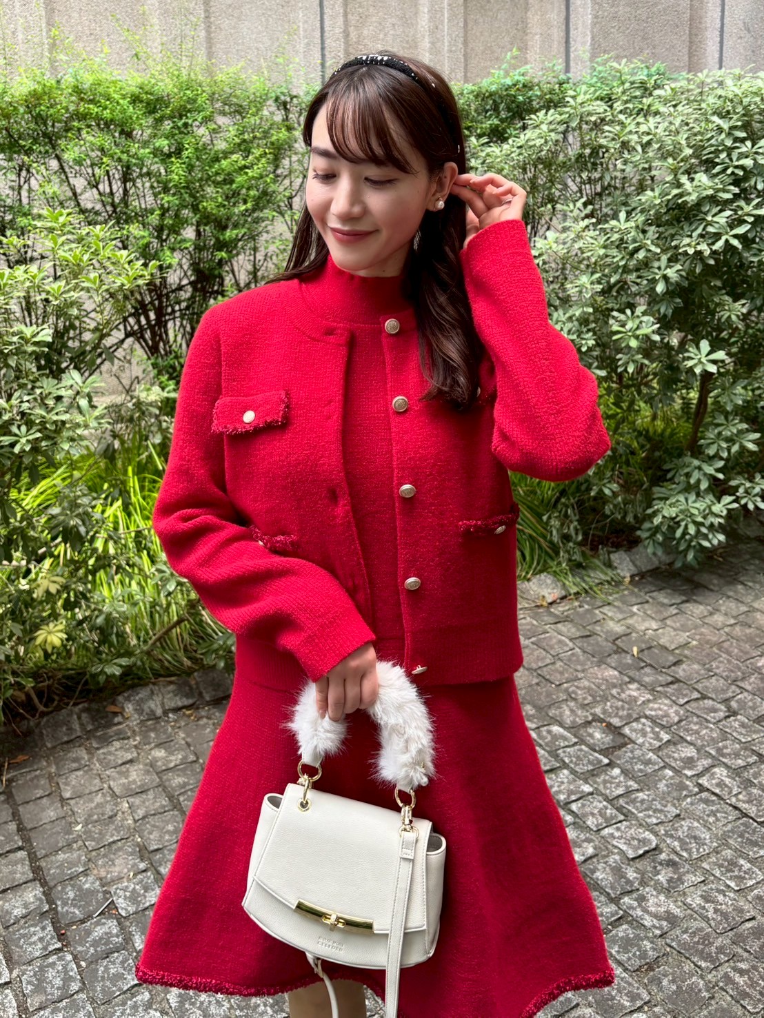 HANAE MORI×CELFORDコラボ】フェイクファーハンドルカバーハンドバッグ