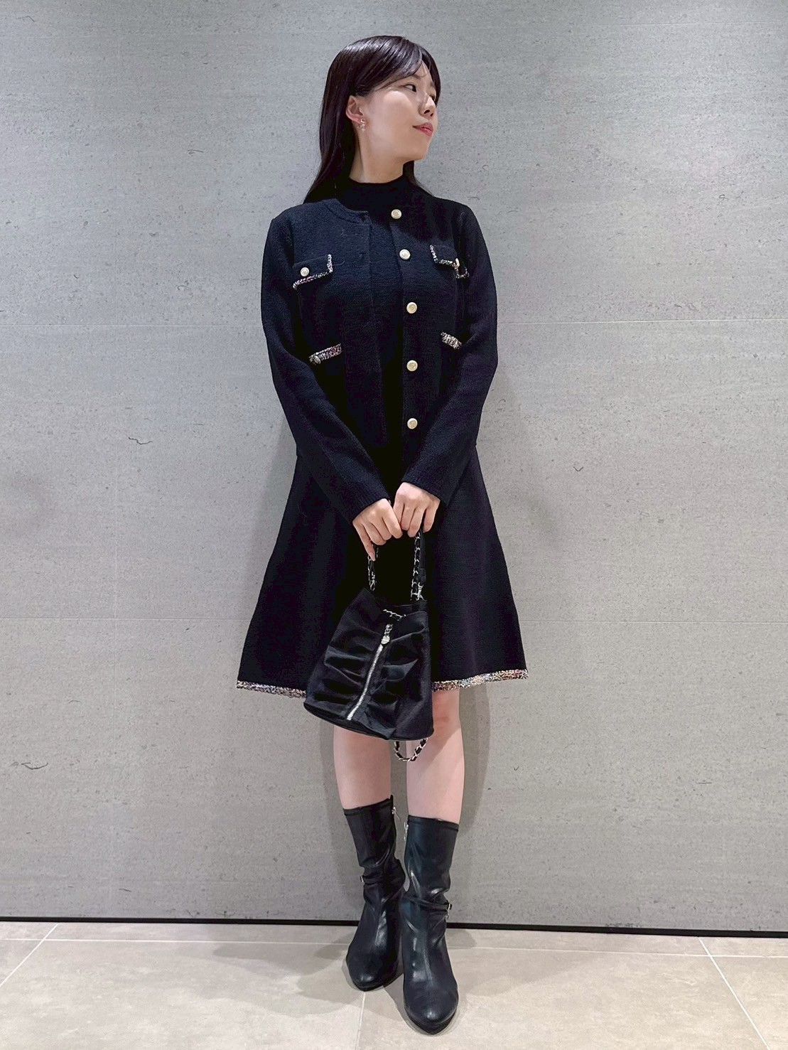 CELFORD ブラックショルダーバッグ セルフォード CELFORD チェーンショルダーフリルサック （BLK