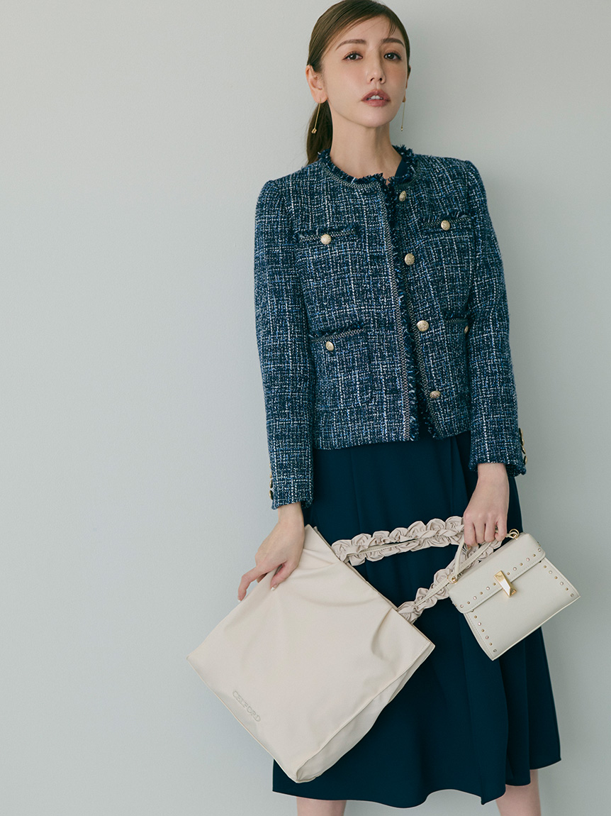 フリルラメ刺繍トートバッグ（L）(ハンドバッグ)｜BAGS（バッグ