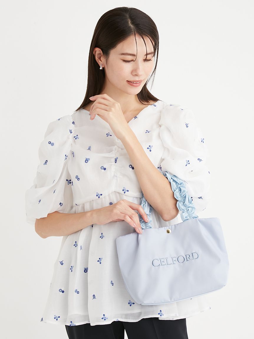プリュムフリルラメ刺繍トートバッグ（S）(ハンドバッグ)｜BAGS