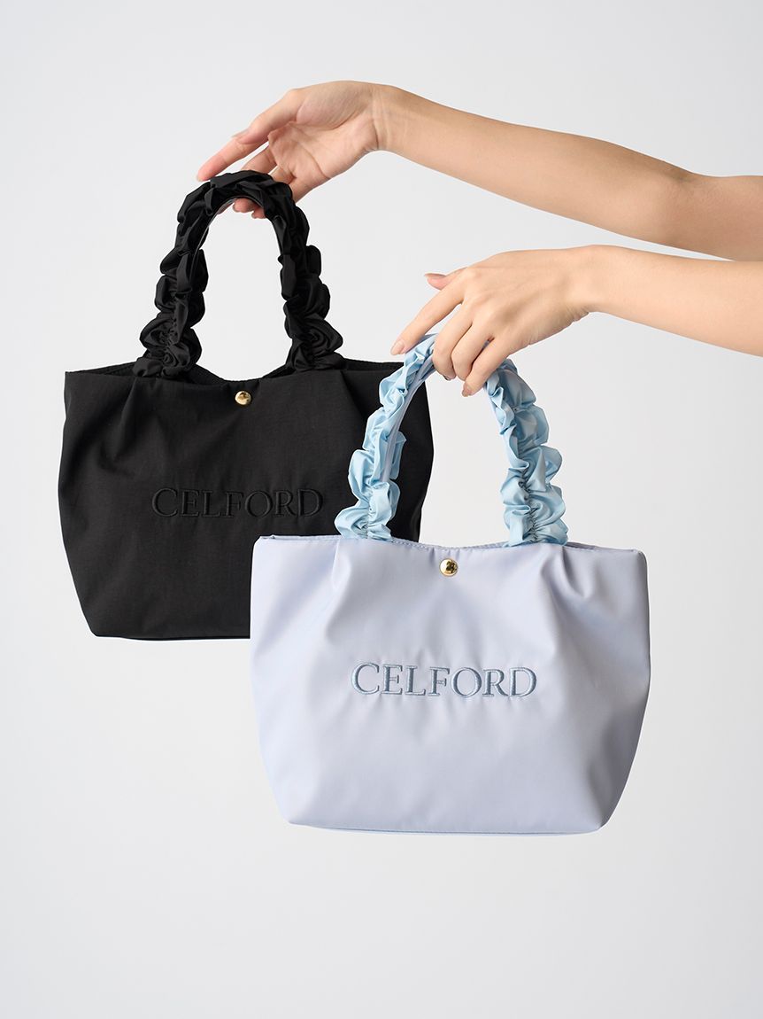CELFORD プリュム フリル ラメ 刺繍 トートバッグ 黒 プリュムフリルラメ刺繍トートバッグ（L）(ハンドバッグ)｜BAGS