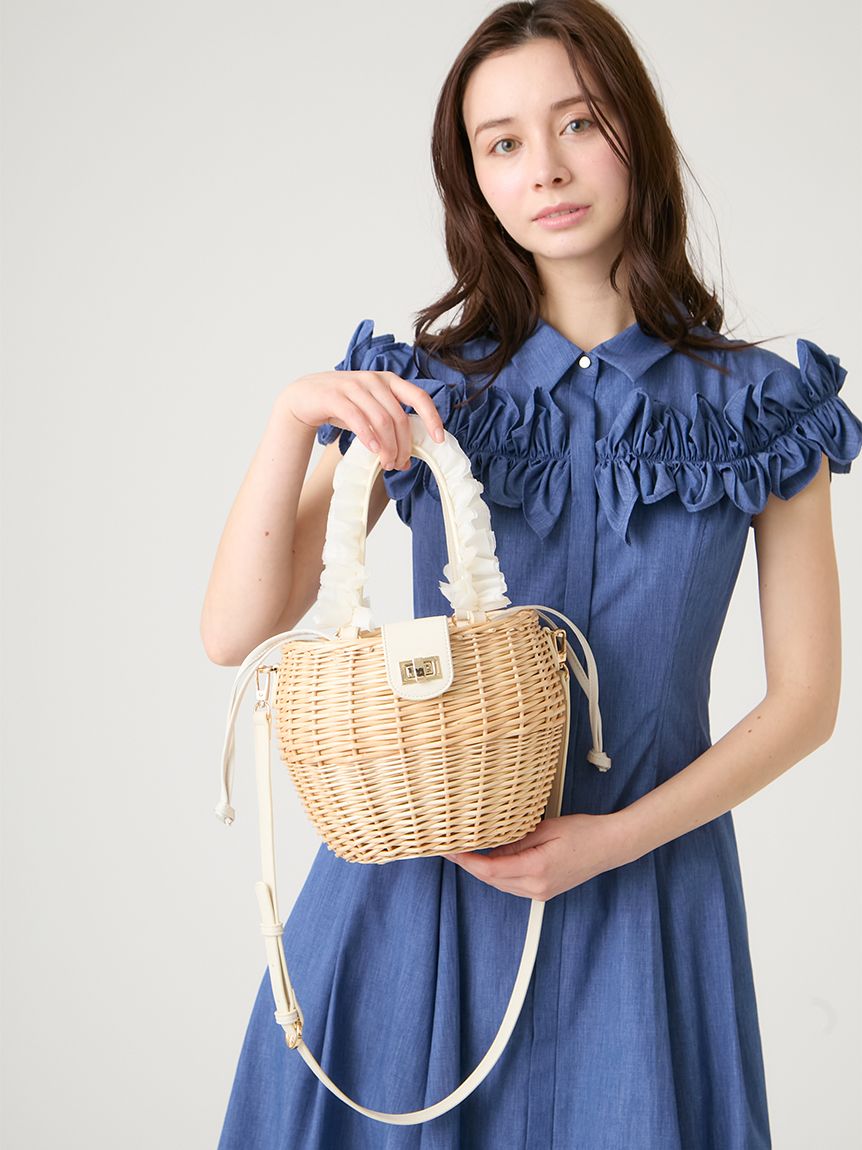 フリルチュールハンドルカゴバッグ(ハンドバッグ)|BAGS(バッグ フリルチュールハンドルカゴバッグ(ハンドバッグ)|BAGS(バッグ