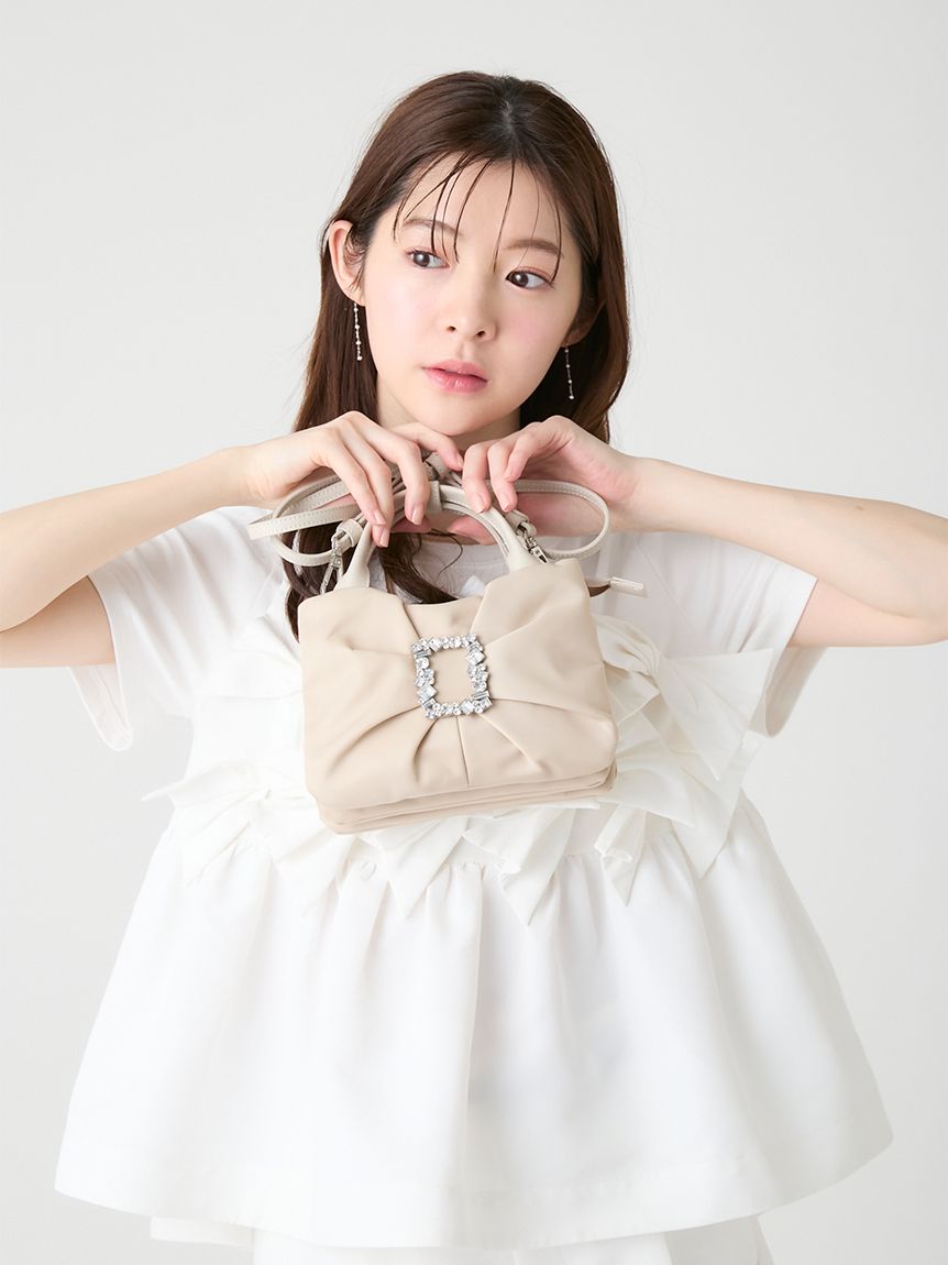 ルシエラ】ビジュー付きリボンショルダーバッグ(ハンドバッグ)｜BAGS