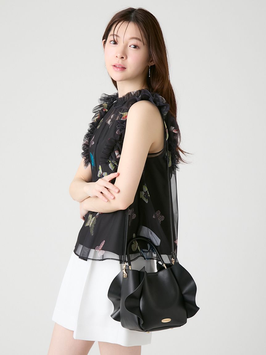 ショルダー付ワンハンドルフリルバッグ(ハンドバッグ)｜BAGS（バッグ