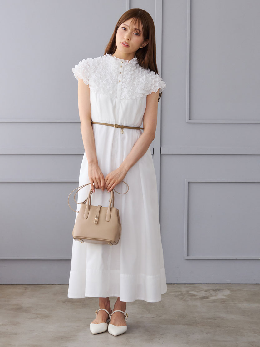 ビジュー付きメタルポイントミドルトート(ハンドバッグ)｜BAGS（バッグ