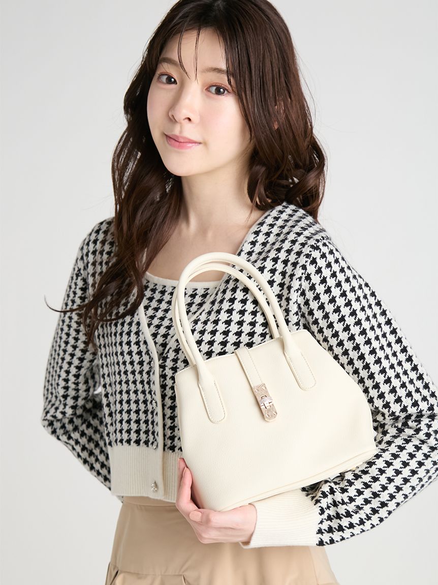 ビジュー付きメタルポイントミドルトート(ハンドバッグ)｜BAGS（バッグ