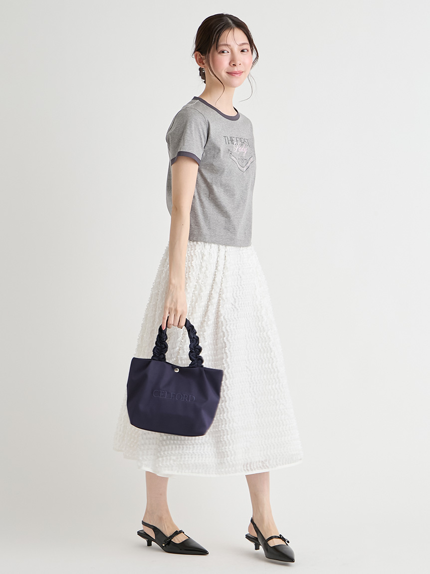 プリュメル】フリルラメ刺繍トートバッグ（small）(トートバッグ)｜BAG