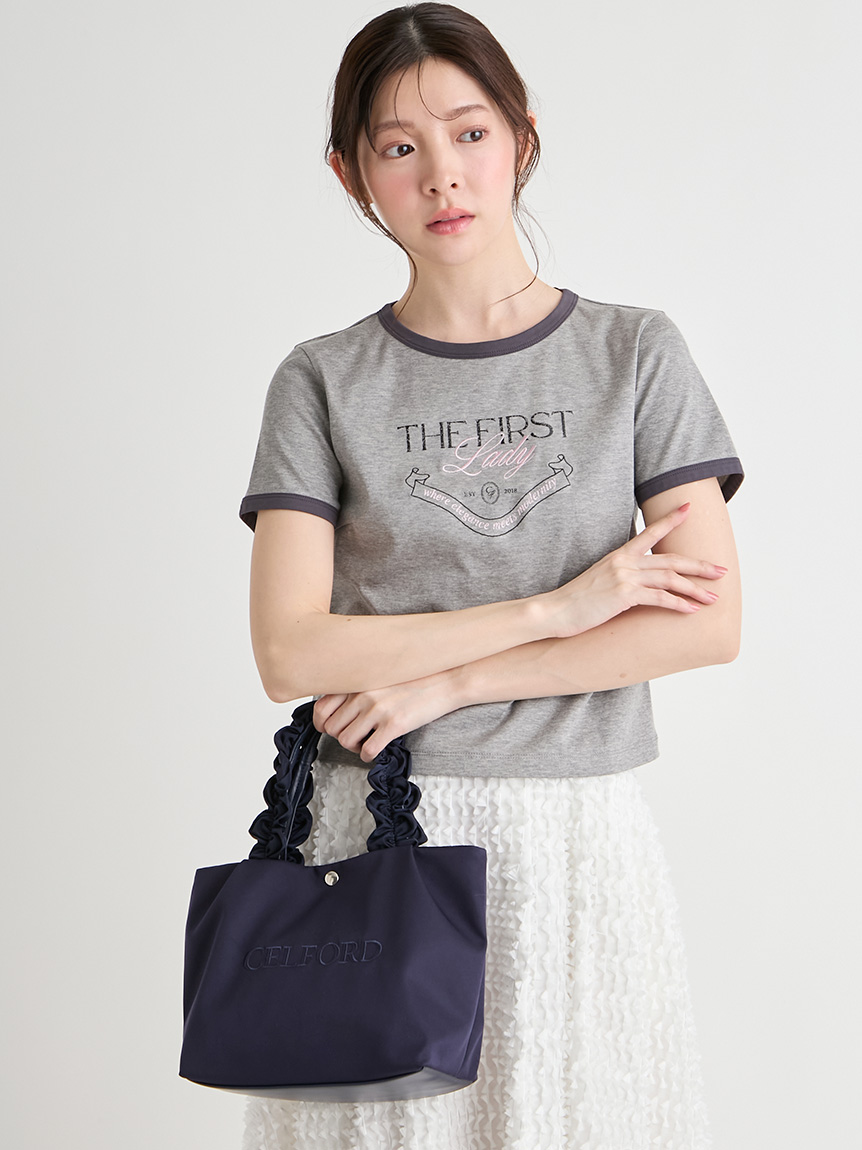 WEB限定カラー】【プリュム】フリルラメ刺繍トートバッグ（small