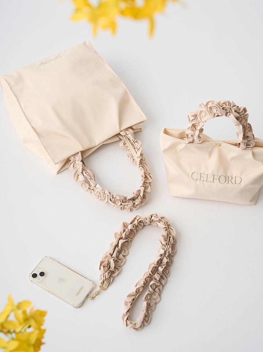 WEB限定カラー】【プリュム】フリルラメ刺繍トートバッグ（small