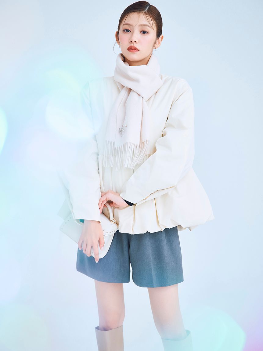 ビジューブローチ付きカシミヤ混ストール(ショール・ストール