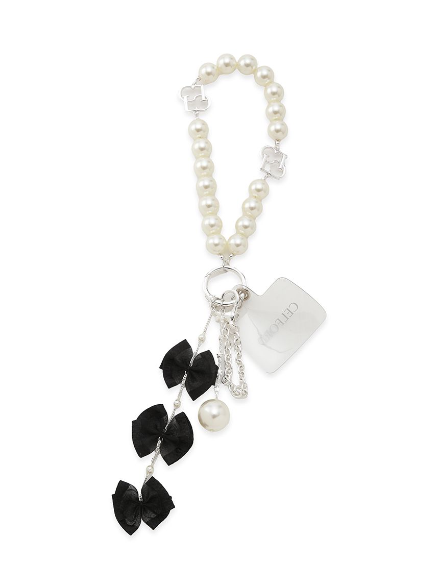 ロゴメタル付きパールチャームストラップ(キーケース・キーホルダー