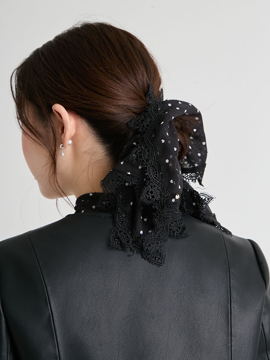 ハートプリントレースシュシュ(ヘアアクセサリー)｜ACCESSORIES