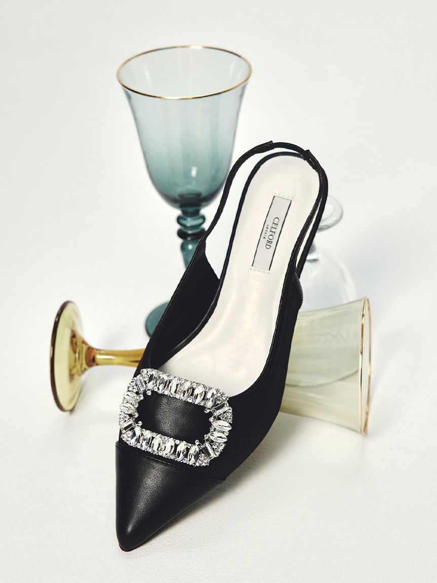 リボンビジューカッティングパンプス(パンプス)｜SHOES