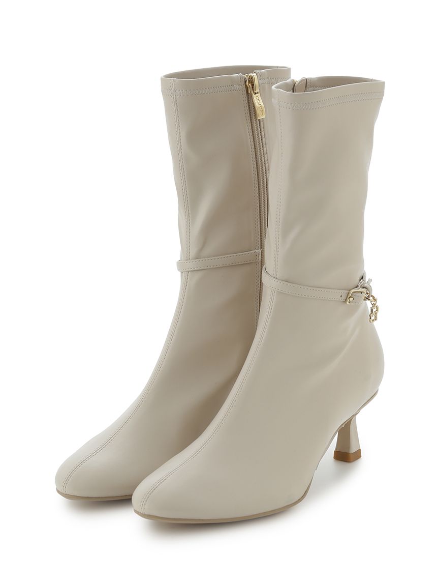 ロゴチャーム付きストレッチショートブーツ(ブーツ)｜SHOES（シューズ