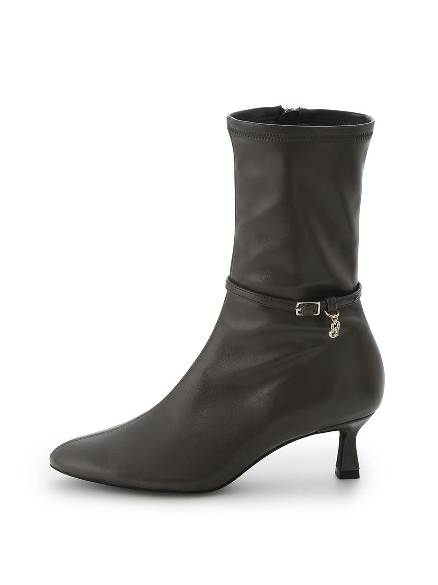 ロゴチャーム付きストレッチショートブーツ(ブーツ)｜SHOES