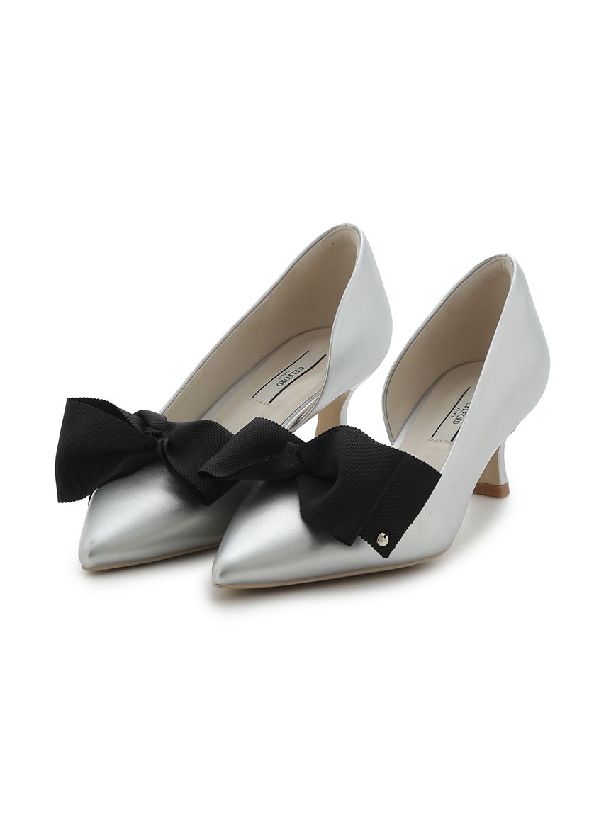 セルフォード CELFORD リボンビジューカッティングパンプス ブラック リボンクリップ付きパンプス(パンプス)｜SHOES（シューズ