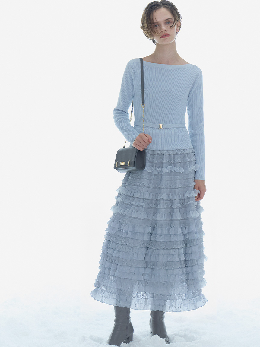 ビジュー＆リボンクリップ付きストレッチブーツ(ブーツ)｜SHOES