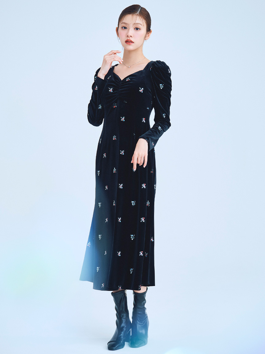 ビジュー＆リボンクリップ付きストレッチブーツ(ブーツ)｜SHOES