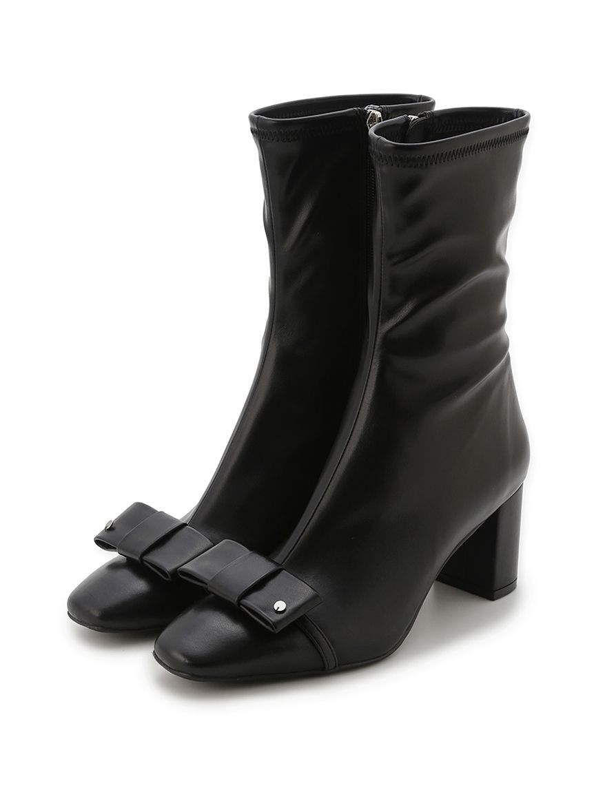 ビジュー＆リボンクリップ付きストレッチブーツ(ブーツ)｜SHOES