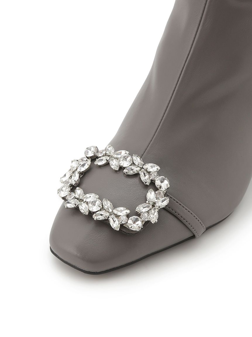 ビジュー＆リボンクリップ付きストレッチブーツ(ブーツ)｜SHOES