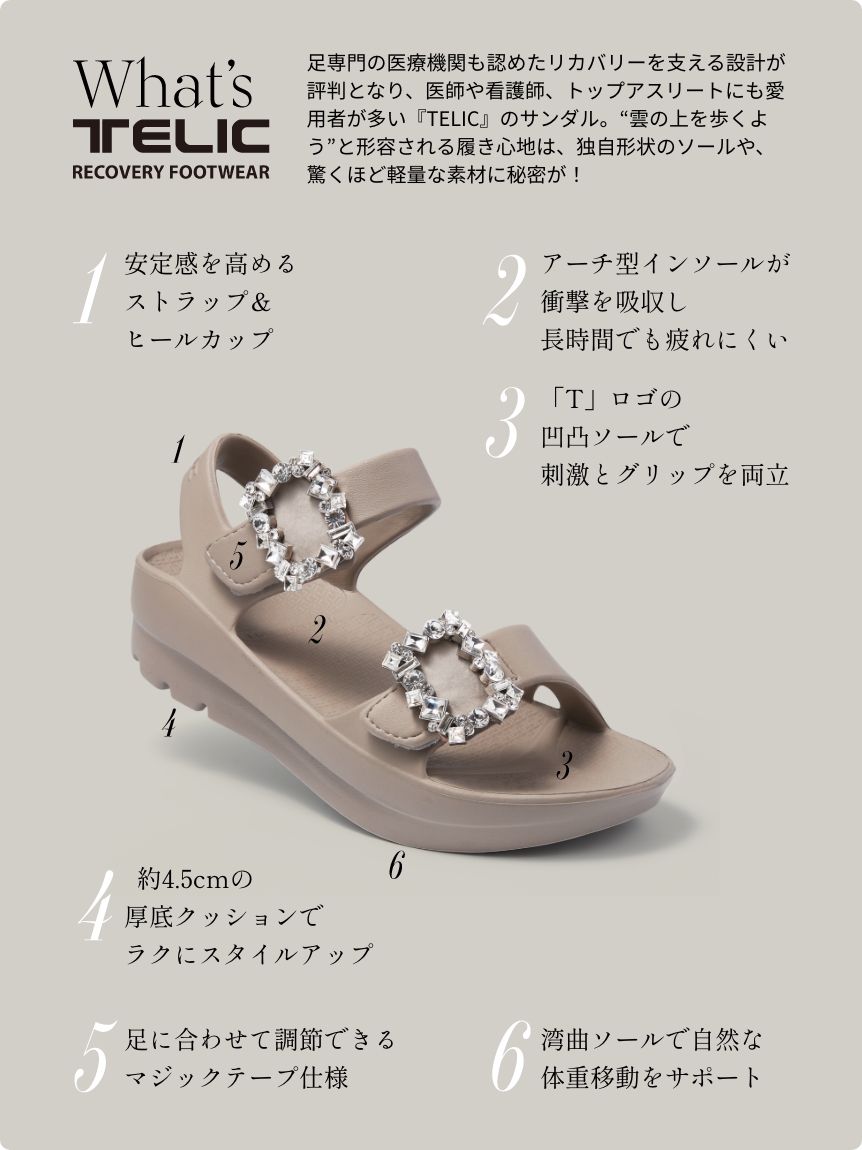 【TELIC｜CELFORD】コラボビジューリカバリーサンダル MOC 38 TELIC｜CELFORD】コラボビジューリカバリーサンダル(508757934)｜阪急