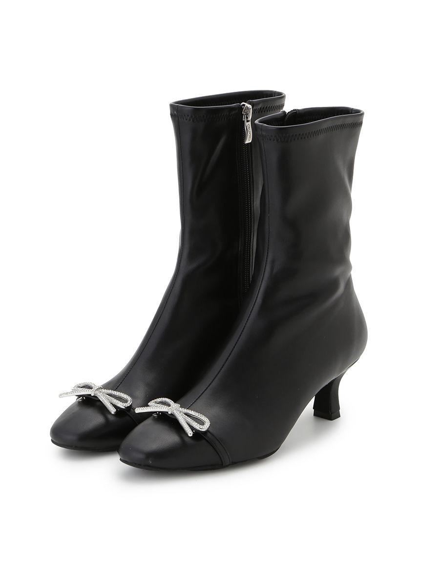 リボンビジュー付きストレッチブーツ(ショートブーツ)｜SHOES｜CELFORD