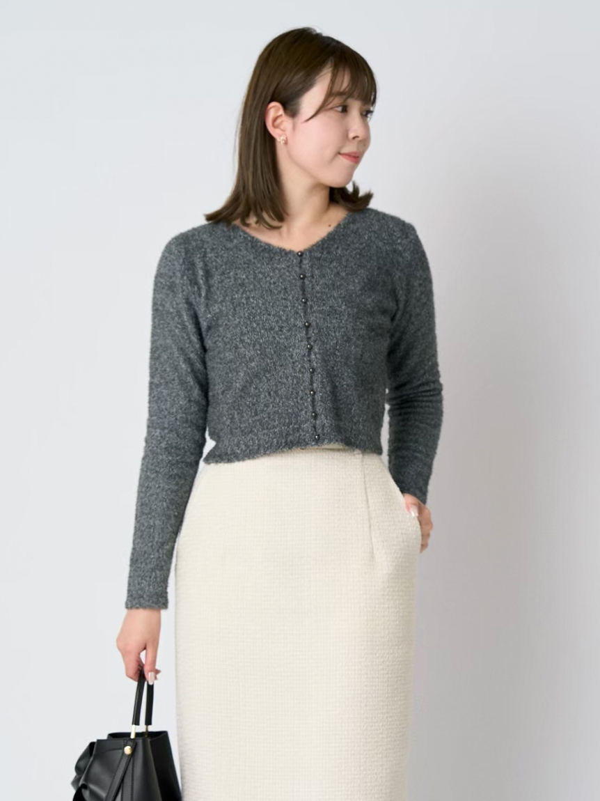 Vネックラメニットカーディガン(カーディガン)｜TOPS（トップス 