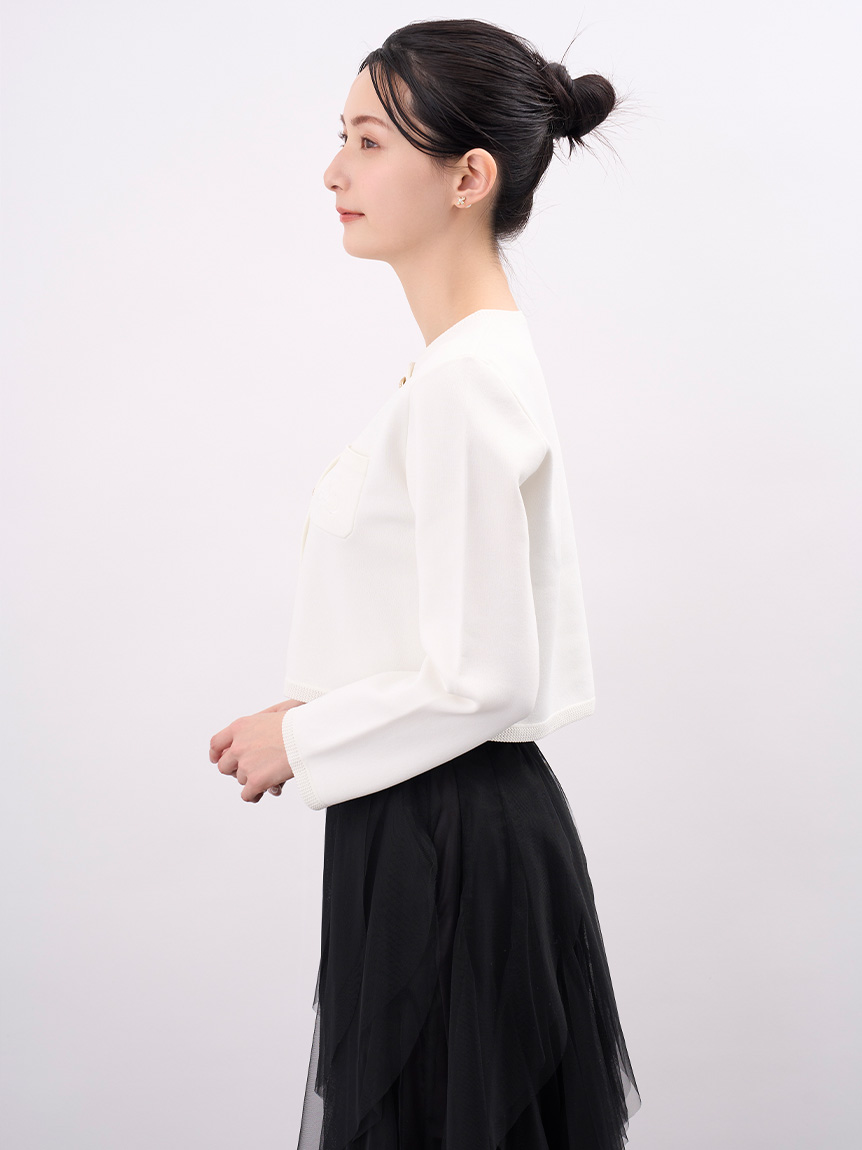 トリムデザインエンブレムカーディガン(カーディガン)｜TOPS