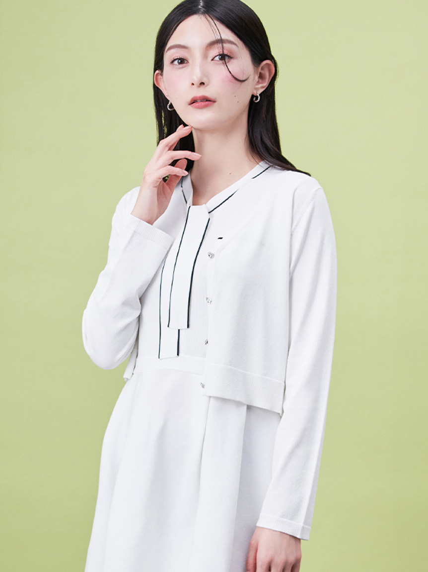 ビジュー釦Vネックカーディガン(カーディガン)｜TOPS（トップス
