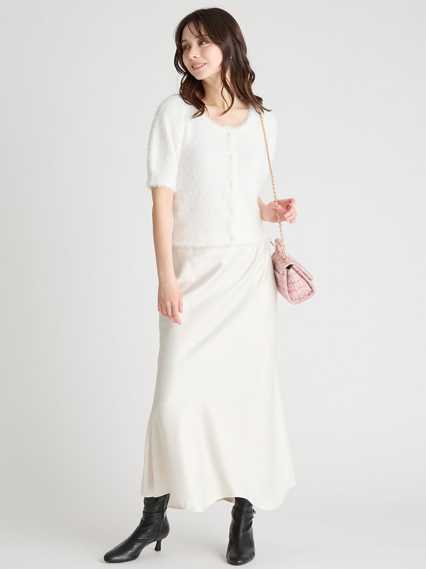 美品ルネ⭐36ホワイト白半袖パフスリーブカーディガン 美品ルネ⭐36ホワイト白半袖パフスリーブカーディガン 美品ルネ