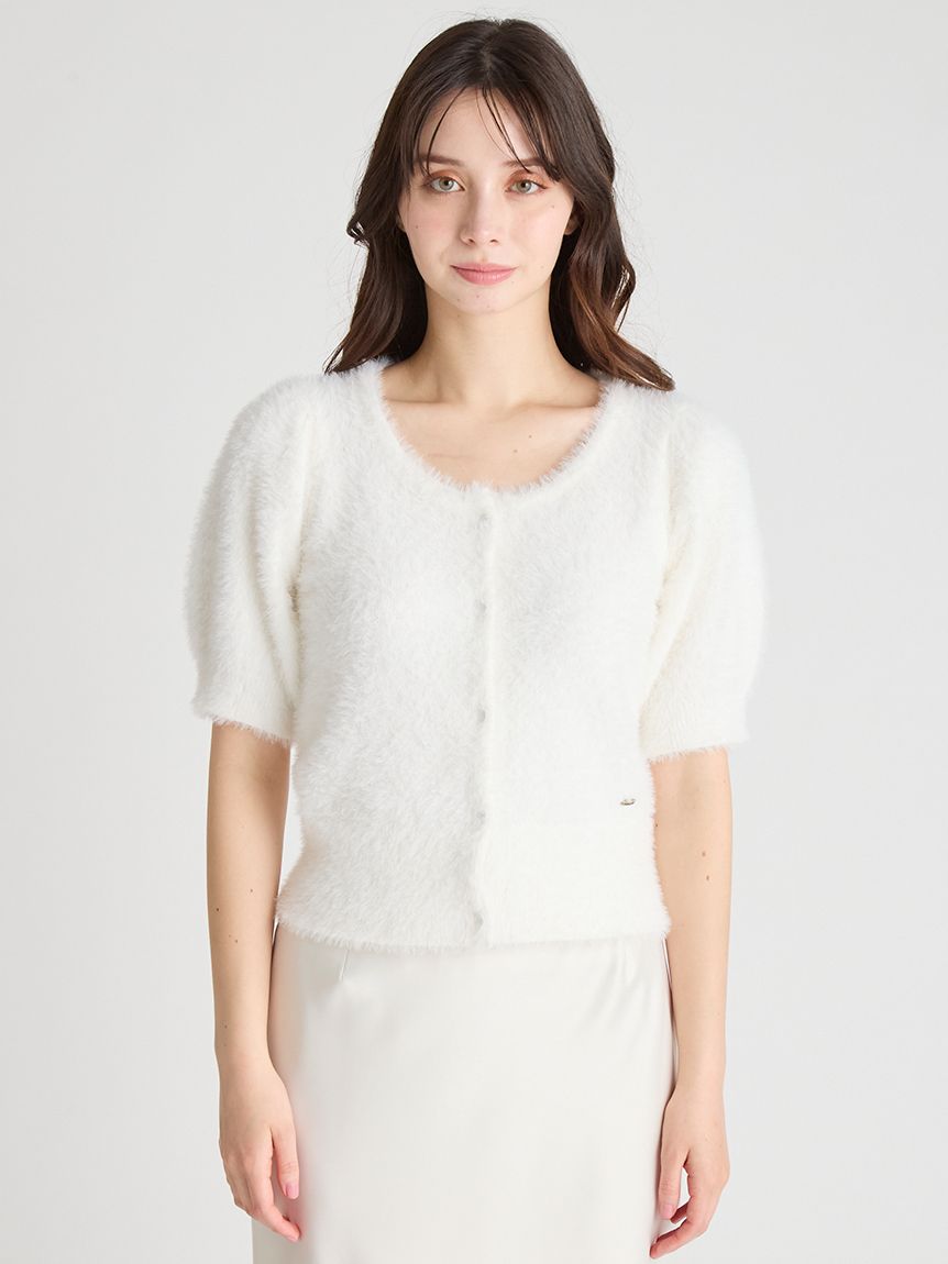 パフスリーブミニフェザーカーディガン(カーディガン)｜TOPS（トップス