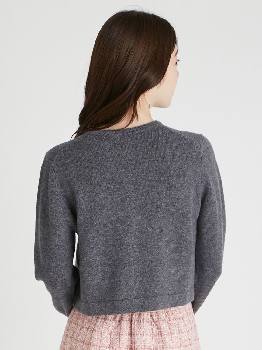 SUPER FINE MERINO WOOLビジュー釦カーディガン(ニットプル