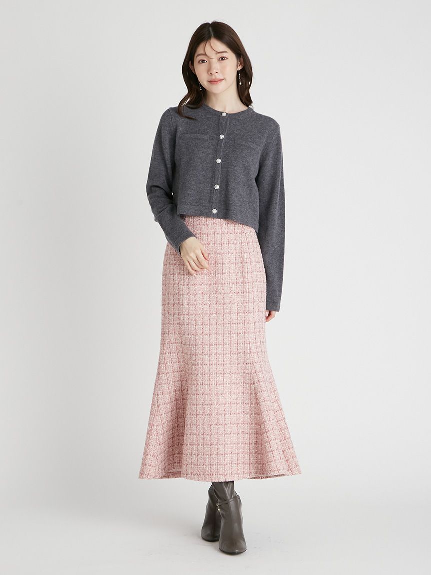 SUPER FINE MERINO WOOLビジュー釦カーディガン(ニットプルオーバー