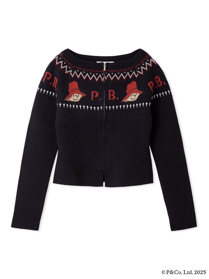 最終お値下げ CELFORD パディントン ダブルジャガードジップカーディガン パディントン(TM)×CELFORD】ダブルジャガードジップカーディガン