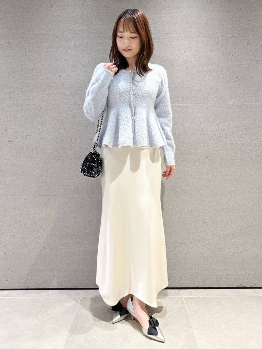 ファーライクペプラムカーディガン(ニットプルオーバー)｜TOPS