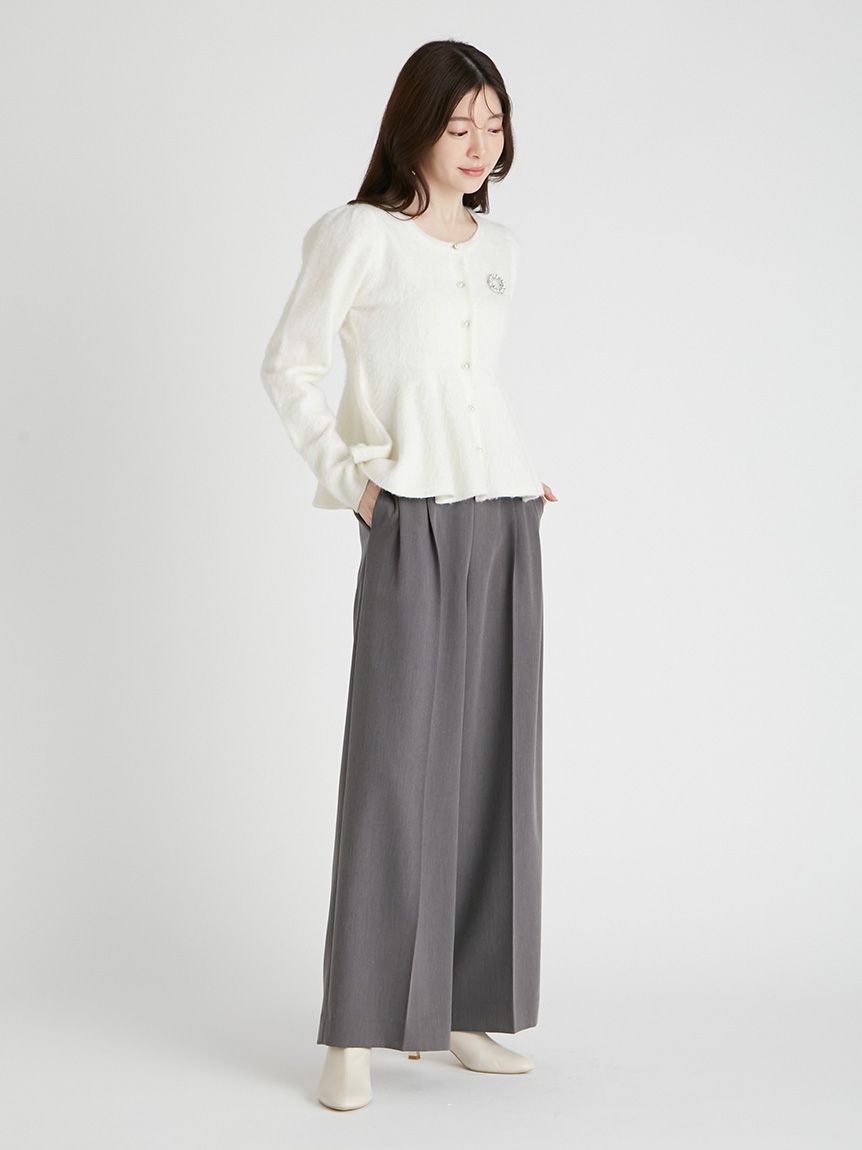 ファーライクペプラムカーディガン(ニットプルオーバー)｜TOPS