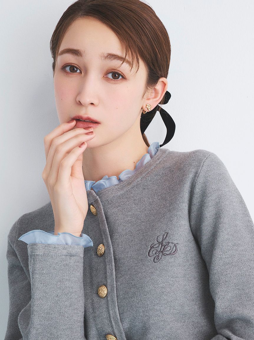 CELFORD（セルフォード）フリルデタッチャブルカーディガン　グレージュ38 限定カラーあり】フリルデタッチャブルカーディガン(ニットプル