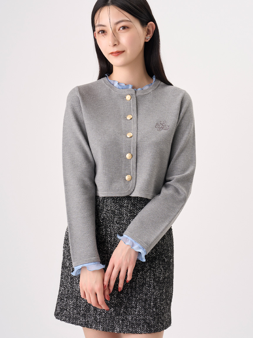 最終値下げCELFORD ネイビー ボタン付きカーディガン 新品 限定カラーあり】フリルデタッチャブルカーディガン(ニットプル