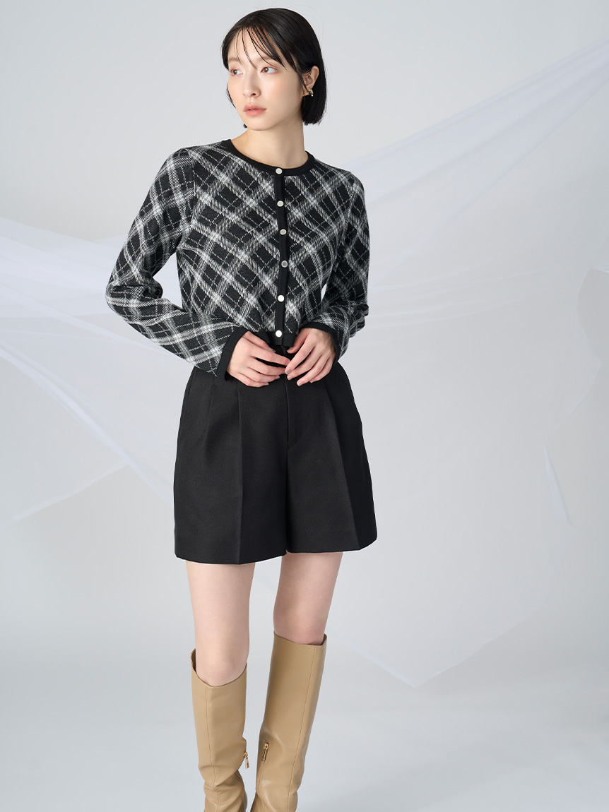 チェックジャカードカーディガン(ニットプルオーバー)｜TOPS（トップス