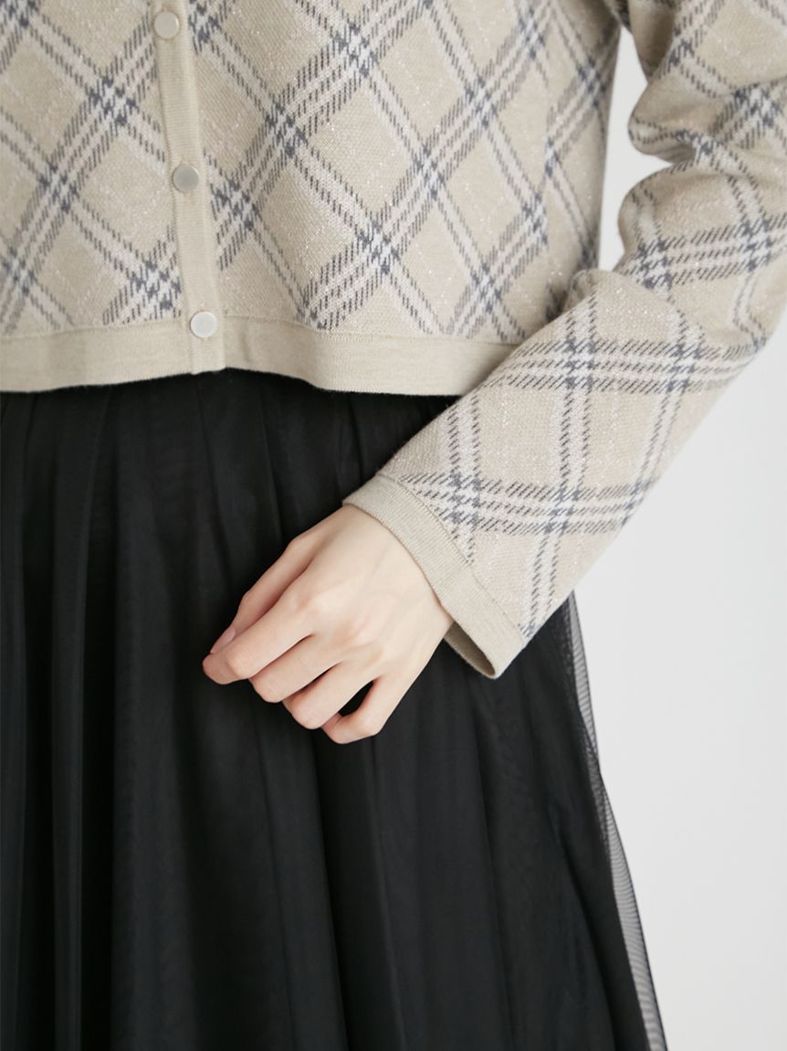 チェックジャカードカーディガン(ニットプルオーバー)｜TOPS（トップス