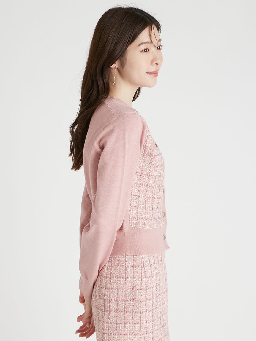 ツィードドッキングニットカーディガン(カーディガン)｜TOPS（トップス