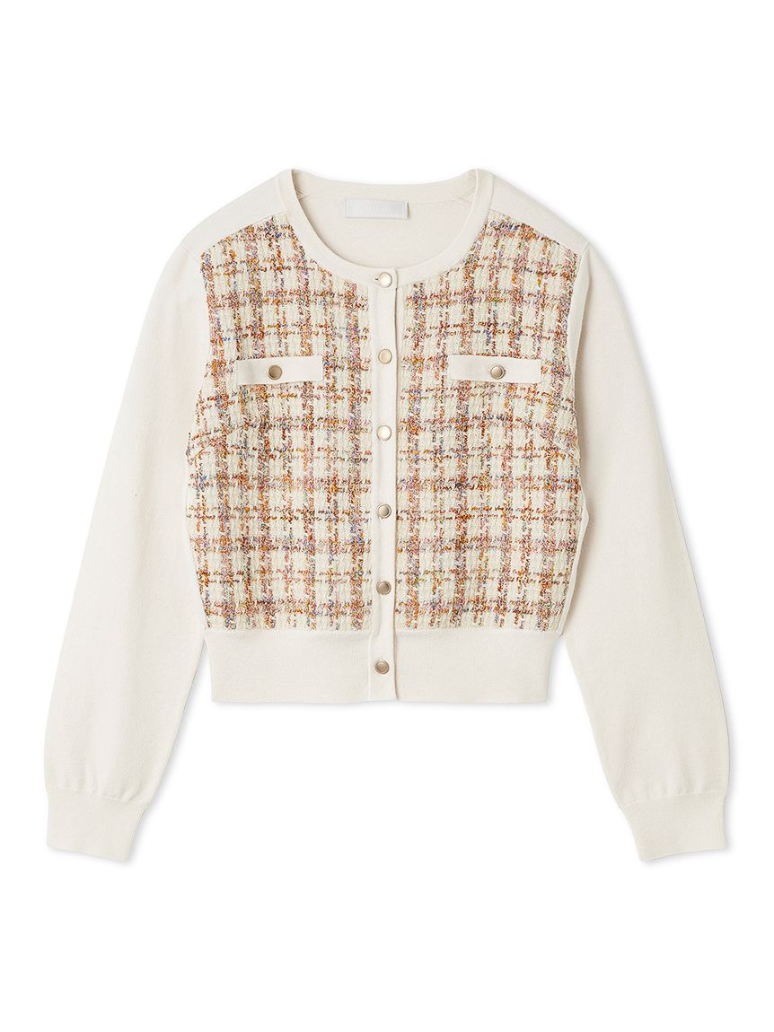 【新品タグ付】CELFORD ツイードドッキングニットカーディガン 36 ツィードドッキングニットカーディガン(カーディガン)｜TOPS