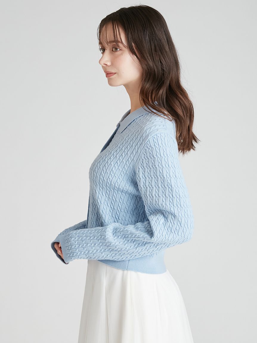 ビジュー釦ケーブルカーディガン(ニットプルオーバー)｜TOPS（トップス
